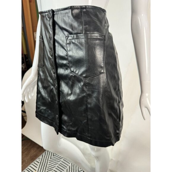 Sadie Robertson Collection Womens Black Faux Leather Mini Skirt Wild Blue Medium - Picture 16 of 16